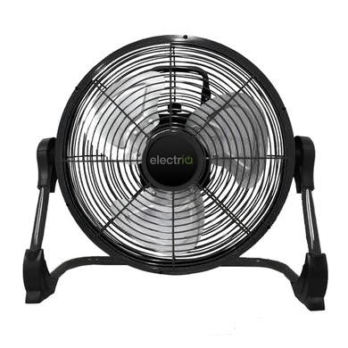 electriQ 12-inch Rechargeable Metal Body Quiet DC Floor Fan - Indoor & Outdoor Use - Black